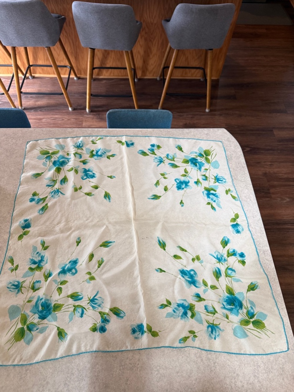 Vintage Blue Floral Scarf